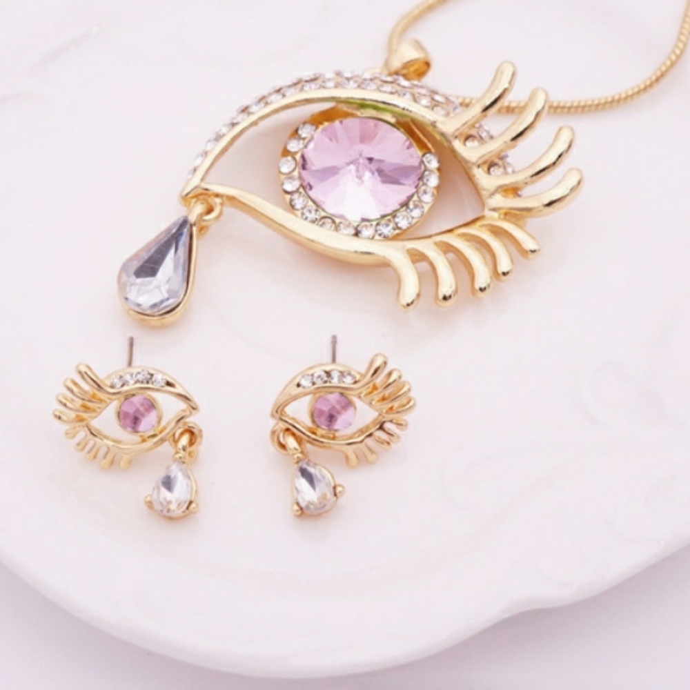 Turkish Evil Eye Teardrop Pendant and Earrings ( bin 2) - Picture 3 of 5